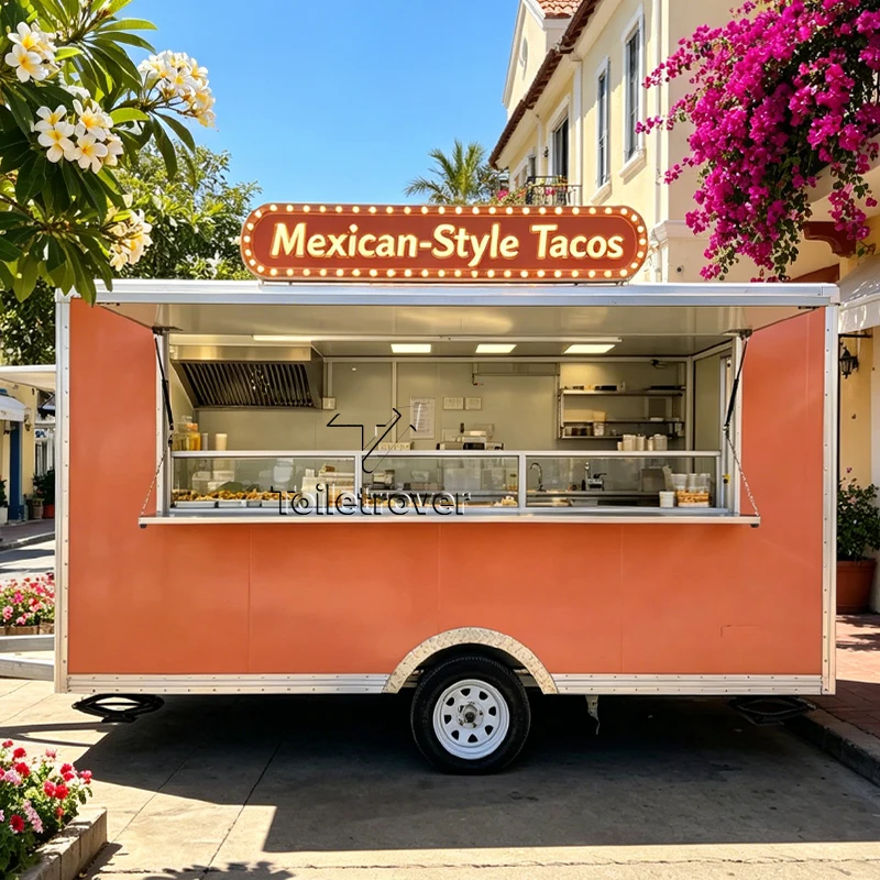 Concession Food Trailer Rotisserie Kebab Vintage Food Cart Container Fully Equipped Food Truck with 3 Sinks for USA Market