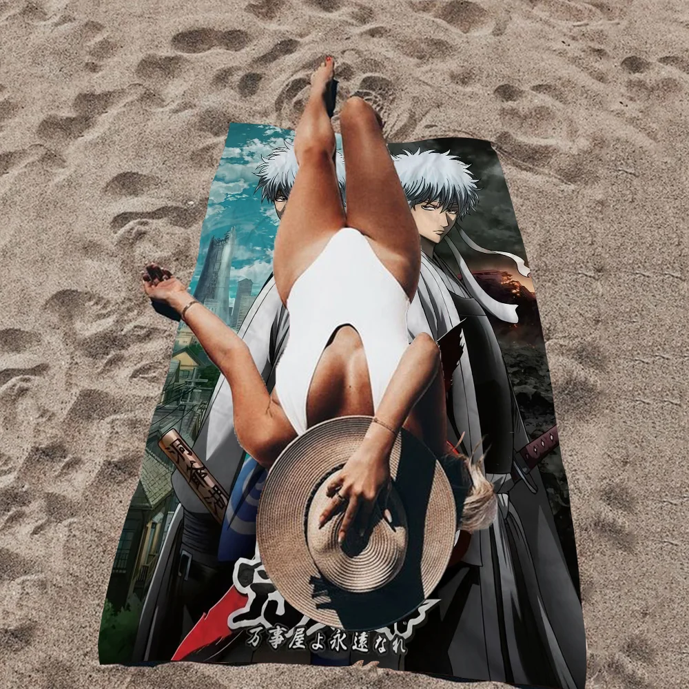 Classic Anime Gintama Microfiber Blanket Quick Drying Beach Towels Oversized Printing Super Absorbent Pool Towel Blanket