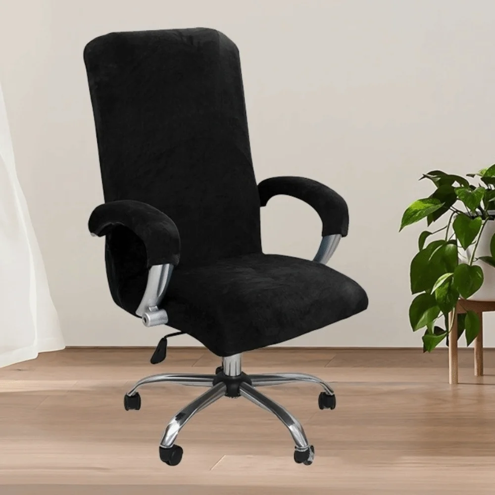 1Set Durable Velvet Chair Cover Thickened Elastic Armchair Case Wear-resistant Removable Computer Chair Cover