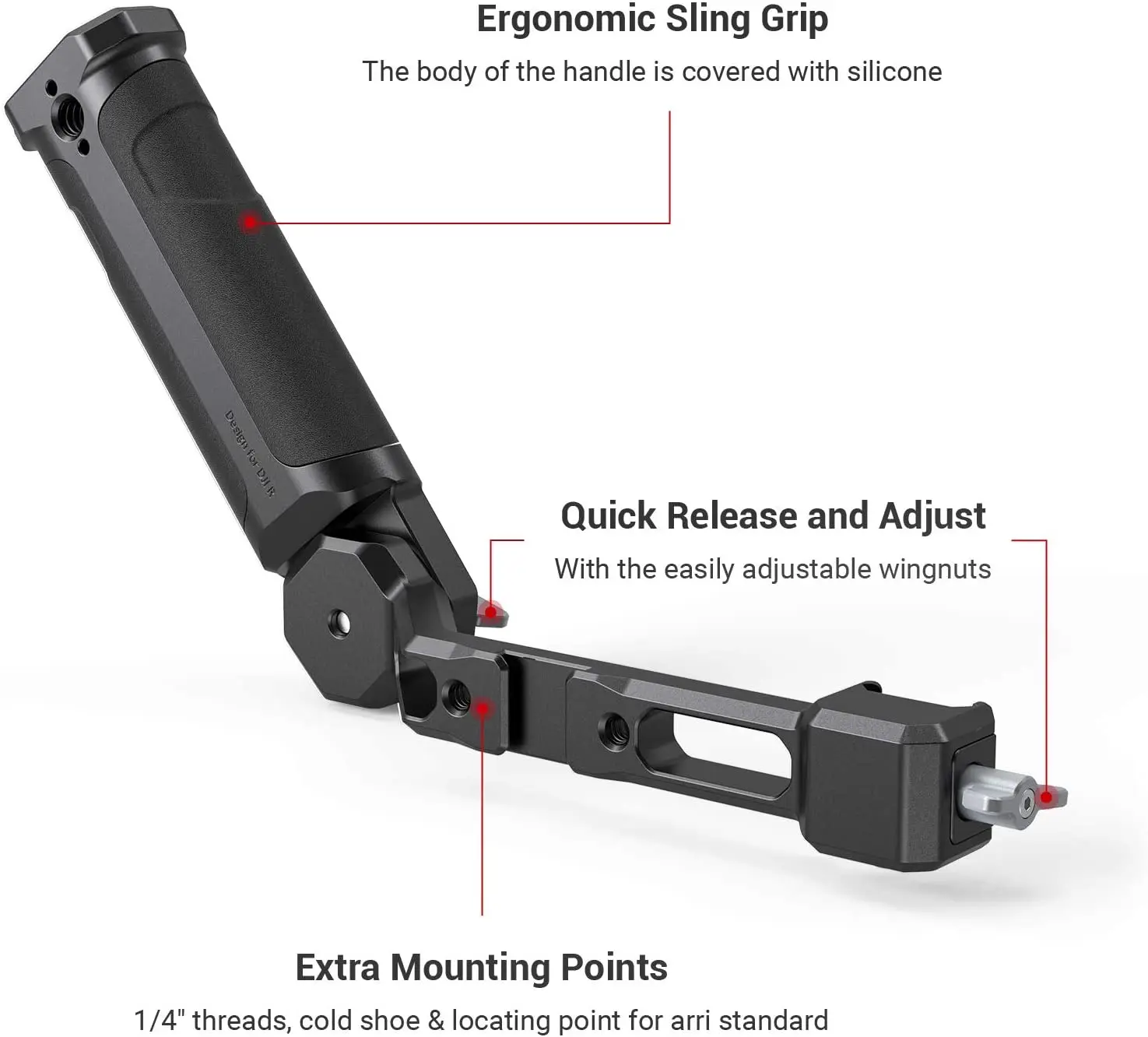 SMALLRIG Adjustable Handle Sling Dual Handgrip for DJI RS 2 / RSC 2 Gimbal Handheld Stabilizer Monitor Mount Accessories 3028