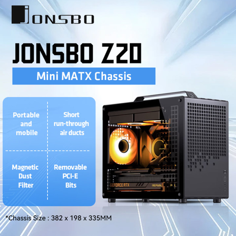 JONSBO Z20 MATX ATX PC Case Chasis 20L Funda con asa desmontable 163 mm Tarjeta gráfica refrigerada por aire Tipo C Escritorio Pequeño espacio 이шу