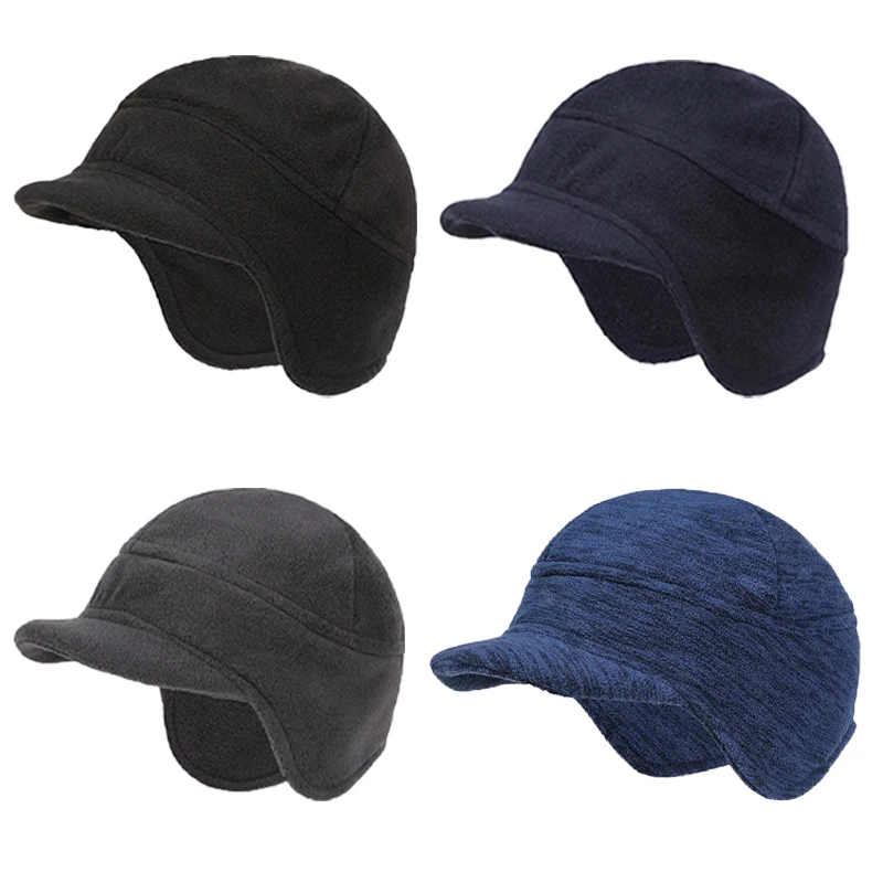 Winter Fleece Duckbill Hat Men Women Knitted Visors Ear Warmer Caps Simple Thicken Plush Bonnet Outdoor Windproof Riding Ski Cap