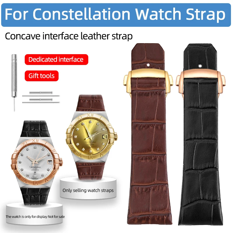 

23mm Strap For Omega Constellation Double Eagle Series 123.20 Concave Interface Watch Strap Men's and Women's Leather bracelet