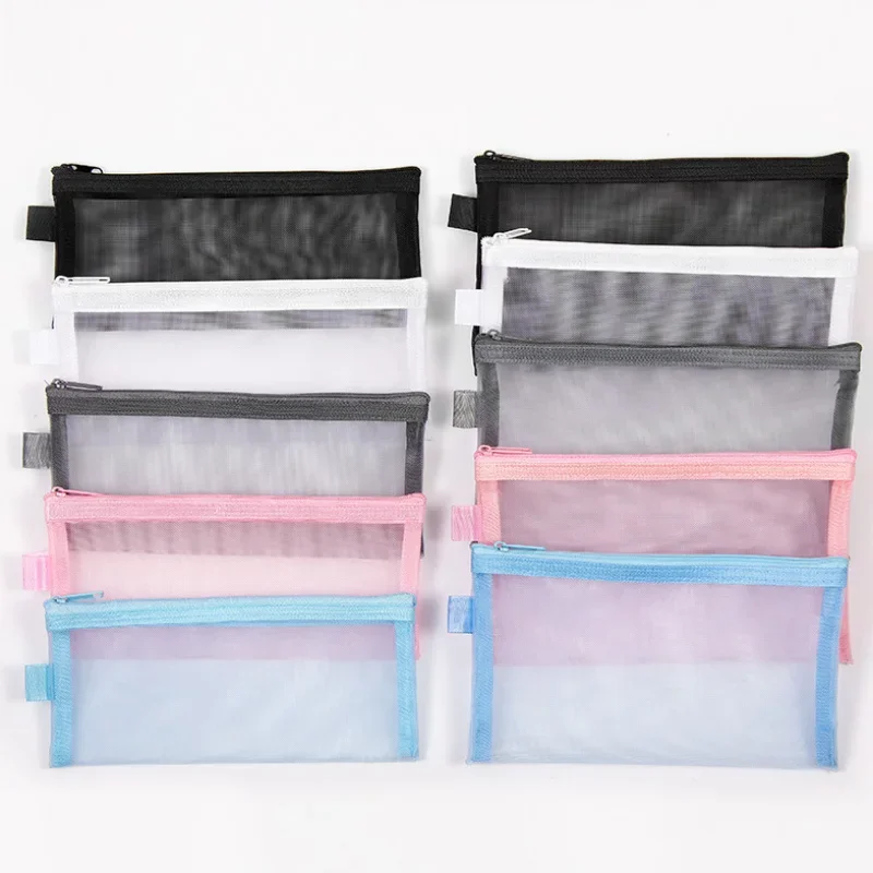 Mesh Cosmetic Bag Stationery Pencil Organizer Bag Pouch Keys Earphone Cable Storage Bag Case ID Business Cards Holder Bags