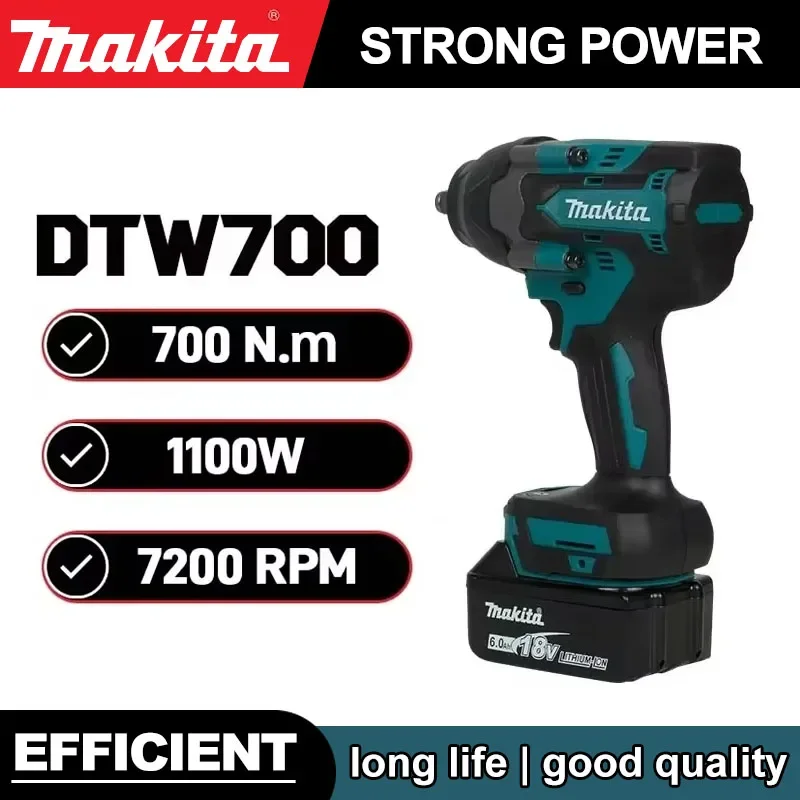 

Makita Electric Wrench DTW700 Brushless Multi functional Rechargeable 18V Lithium Battery Auto Repair High Torque Impact Wrench