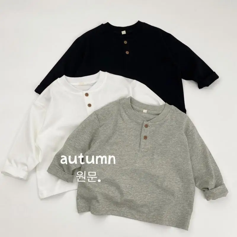 

2025 Autumn New Children Long Sleeve T Shirts Solid Girls Bottoming Shirts Cotton Baby Loose Tops Boys Casual Tee Kids Clothes
