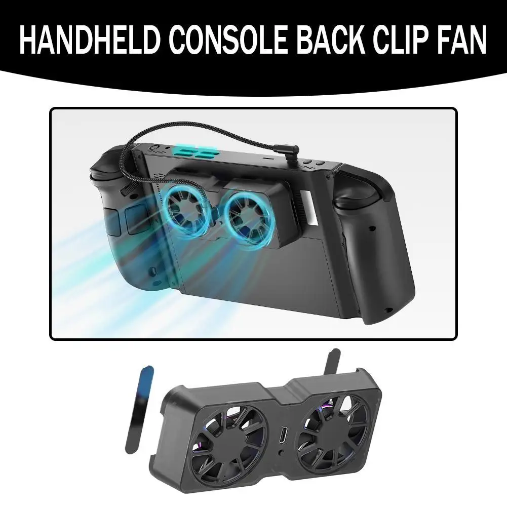 Dual Fan Magnetic Handheld Console Cooler USB Powered Back Clip Radiator for Steam Deck Xbox Ally X Legion Go Portable Game Fan