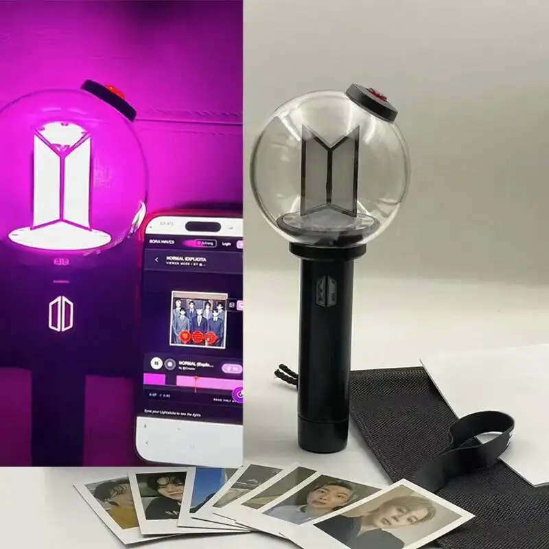 Hot New Kpop Lightstick Ver.4 With Bluetooth Photo Cards Fans Collection Gift Creativity Concert Light Stick Props
