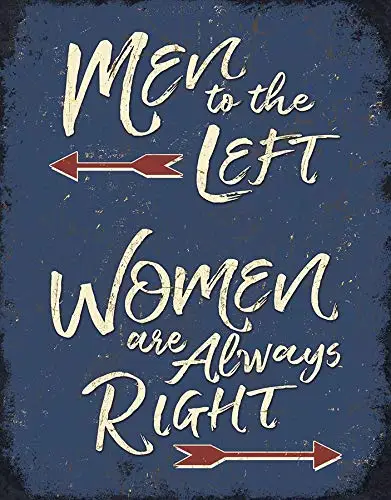 الشركات اليائمة للرجال والنساء اليسرى هي علامة قصدير مناسبة دائمًا - ديكور حائط معدني حنين - صنع في الولايات المتحدة الأمريكية #1