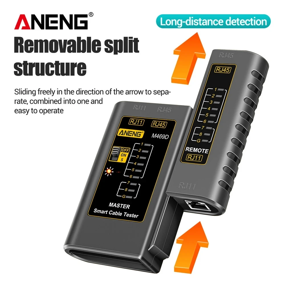 ANENG M469D Cable lan Tester Network Cable Tester RJ45 RJ11 RJ12 CAT5 UTP LAN Cable Tester Networking Tool Network Repair