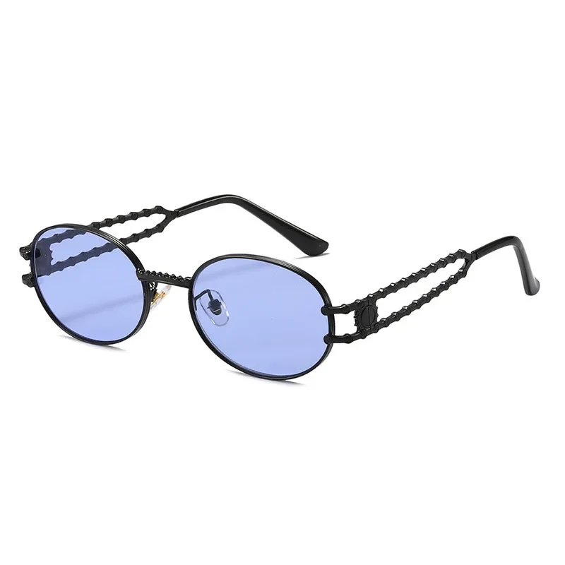 Metal Oval Hip-hop Trend Sunglasses Brand Designer Female Eyewear Anti-glare UV400 for Women Men