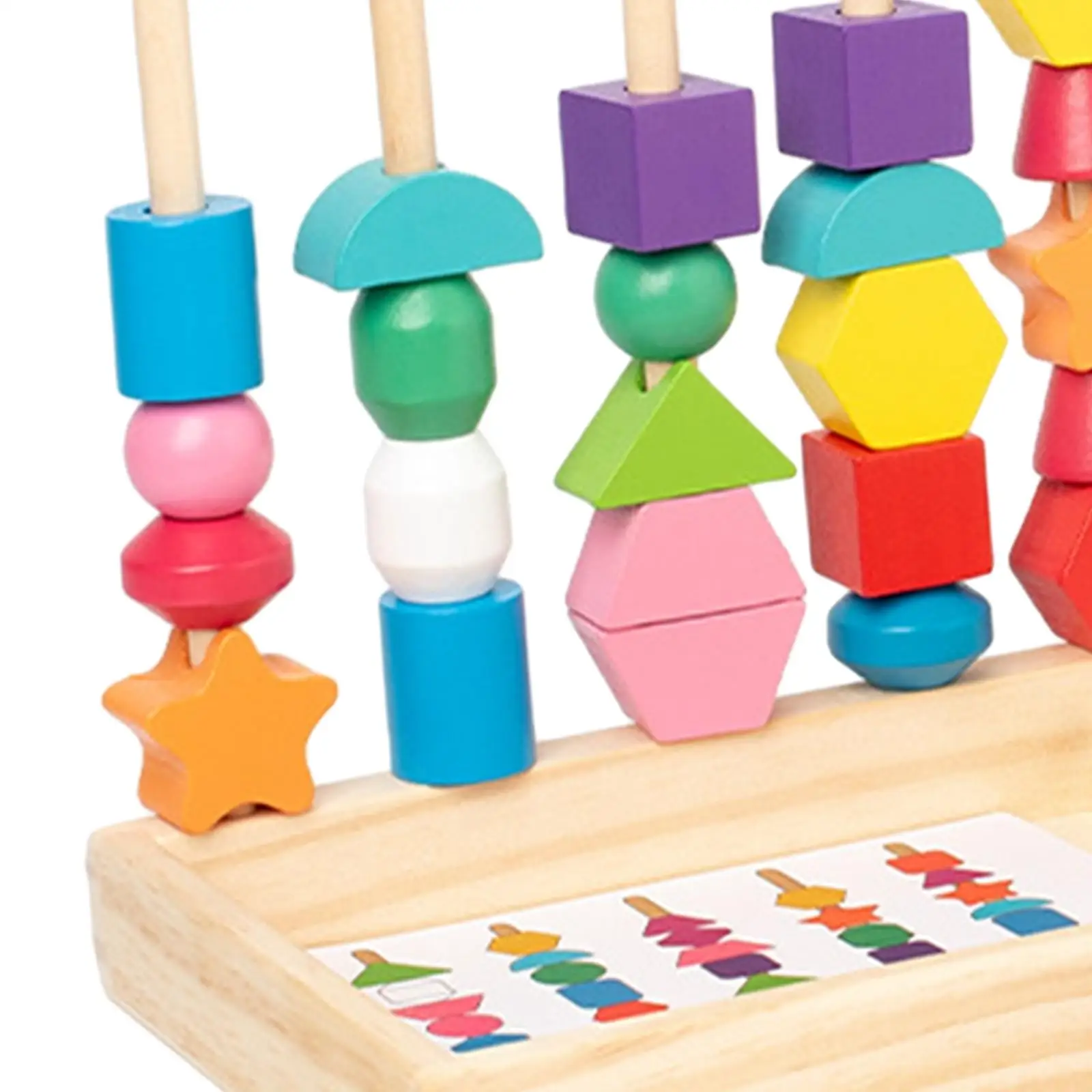 Wooden Beads Sequencing Toy Stem Preschool Learning Toys Lacing Beads and