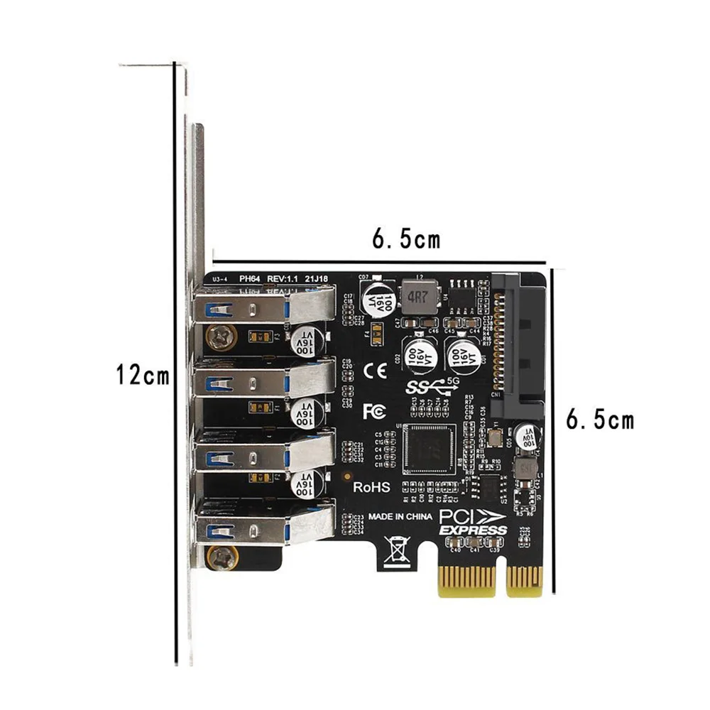 PCIe naar USB Verlengkaart 4 poorten USB 3.0 naar PCIE X1 X4 X8 X16 Converteren Adapter voor 2U 4U Volledige halfhoge behuizing Dubbele voeding