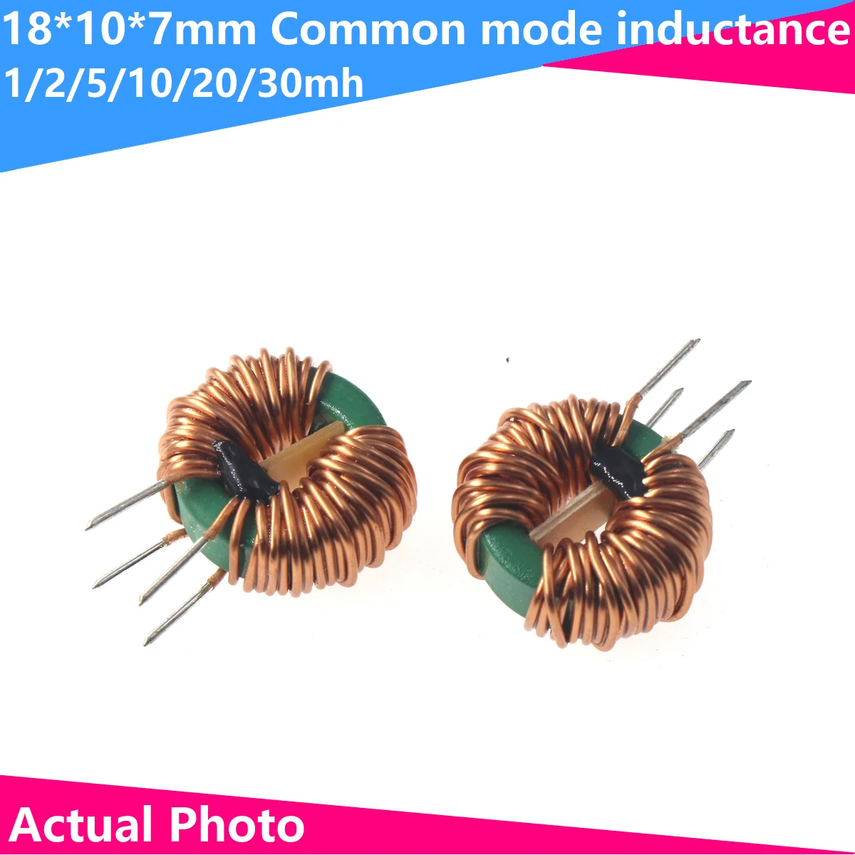 

2pcs 18X10X7-1/2/5/10/20/30mh 0.6 D wire ring manganese zinc magnetic ring filter choke coil common mode inductor vertical