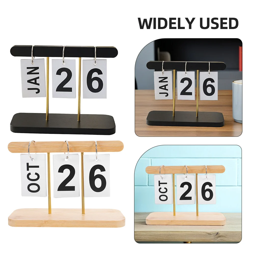 2Pcs Wood Block Perpetual Calendar Rustic Hanging Desktop Flip Date Display Office Home Event Organizer Wood Block Desk Calendar