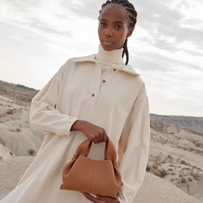 Nuevo bolso de nube de albóndigas 2024 bolso de mujer francés de diseño de nicho de mujer de cuero