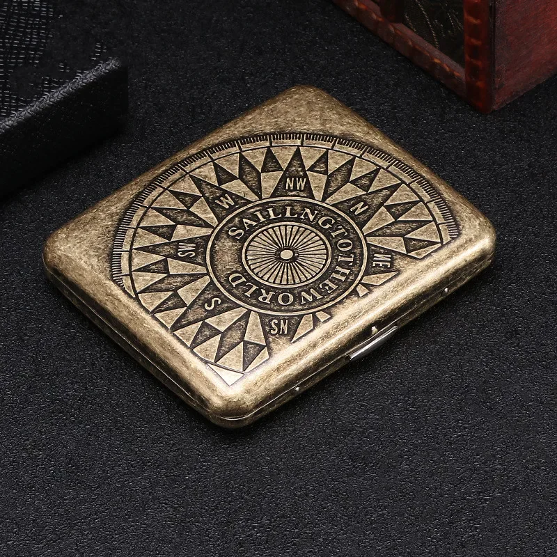 Retro Metal Cigarette Case Box Portable 20 Cigarettes Case Holder smoking accessories Men smoke Gifts gadgets Anti pressure 1pc