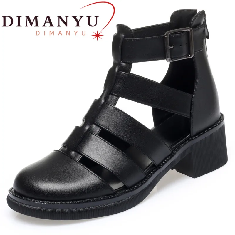 DIMANYU Women Summer Sandals 2024 New Genuine Leather Ladies Sandals Closure Toe Braided Side Non-Slip Trend Sandals Women