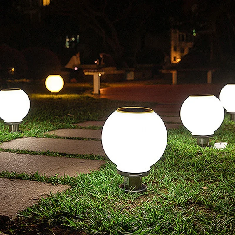 Imagem -05 - Led Solar Coluna Cabeça Luz Pátio Canto Luz da Porta Coluna Luz Gramado Jardim Bola Luz de Parede Coluna Pedra Luz de Teto 40cm