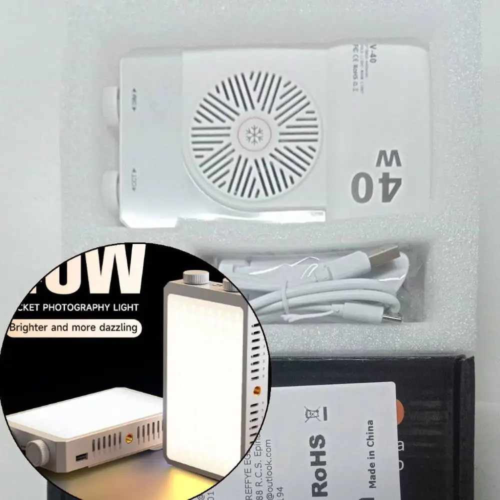 

40W LED Camera Light 2800K-9000K Handheld Fill Light 4400mAh Rechargeable Portable Light Panel for Photography