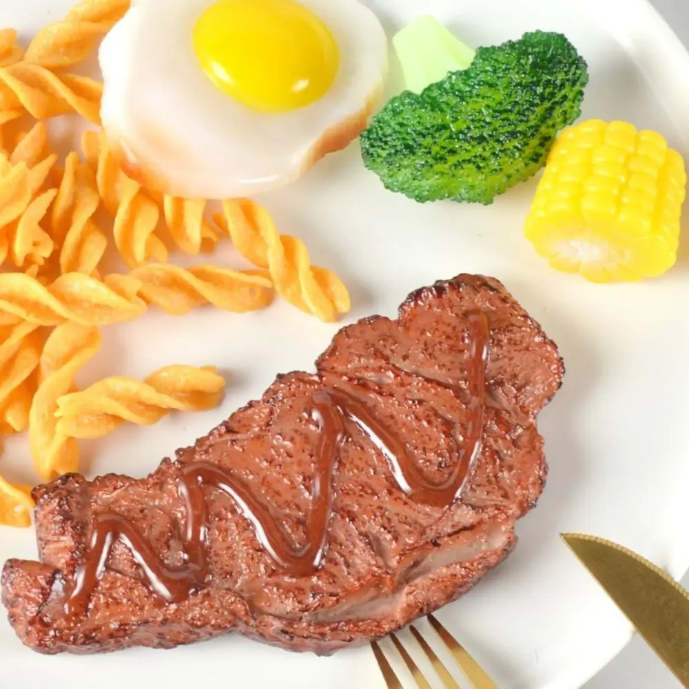 

Western Food Simulation Steak Model Pretend Play Simulation Food Fake Fried Eggs Cooking Toys Broccoli Fake Food Toys