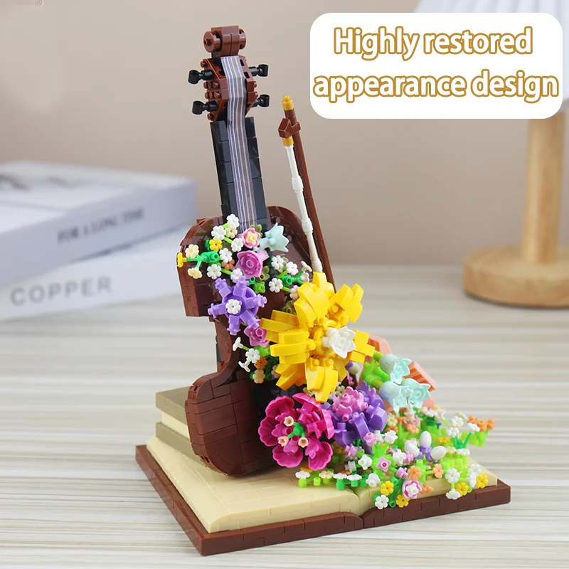 บล็อกตัวต่อไวโอลิน 1520 ชิ้น ชุดตัวต่อขนาดเล็ก โมเดล ของเล่นตัวต่อ ของเล่นเสริมพัฒนาการ สำหรับเด็กหญิง เด็กชาย และผู้ใหญ่
