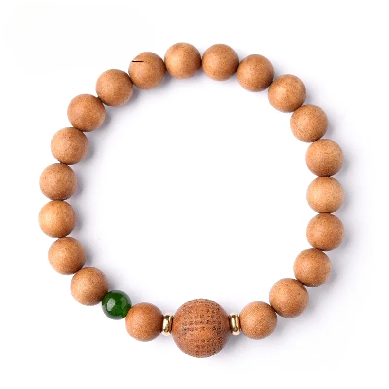 Natural Barbie Sandalwood Bracelet Women's Old Material Sandalwood Wooden Script Playing Wooden Buddha Beads Heart Sutra Jewelry