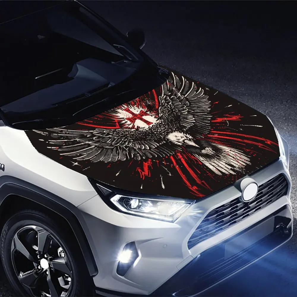 أغطية فينيل للسيارة من مادة PVC الرائعة على شكل نسر مقدس مع شاحنات وسيارات وسيارات الدفع الرباعي، ملصق غطاء محرك السيارة ذاتي اللصق المقاوم للماء، D