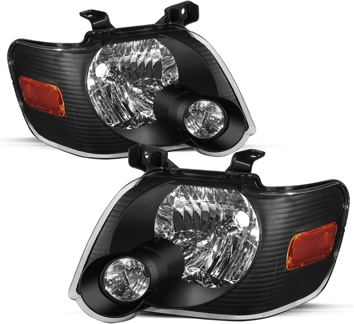 

Headlight Assembly Replacement for 2006-2010 Ford Explorer Headlamp Driver & Passenger Side (Black Housing with Amber Reflector