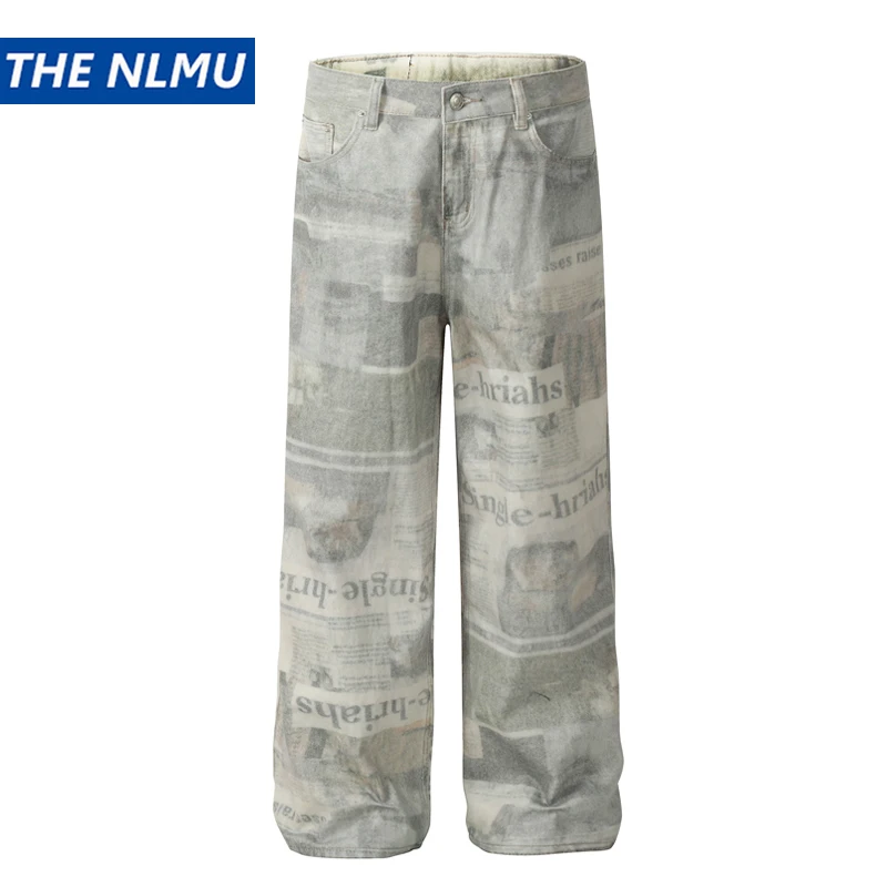 

Джинсы унисекс с ретро-графическим принтом, свободного кроя, модные широкие джинсы для женщин и мужчин, уличная мода