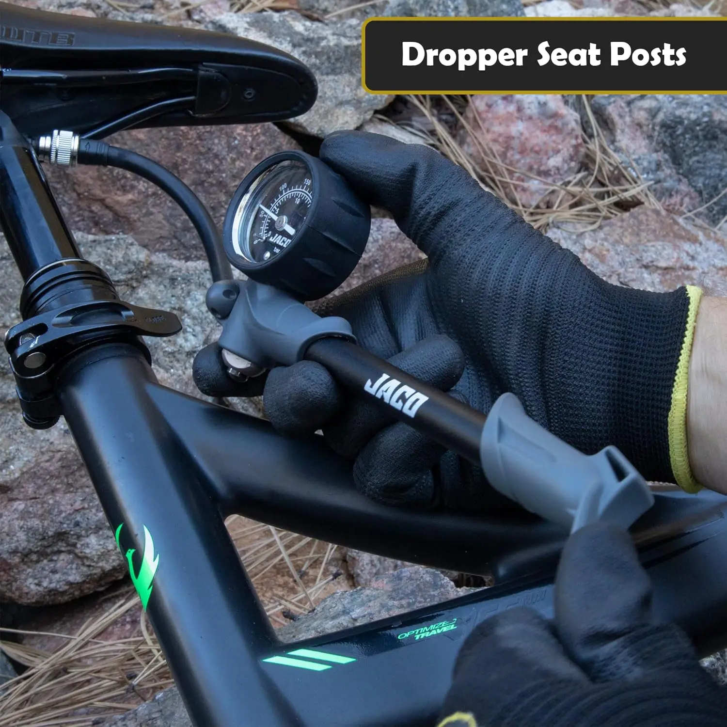 مضخة الصدمات JACO ShockPro MTB - شوكة هوائية/مضخة صدمات للدراجة الجبلية ذات ضغط عالي - 300 رطل لكل بوصة مربعة #5