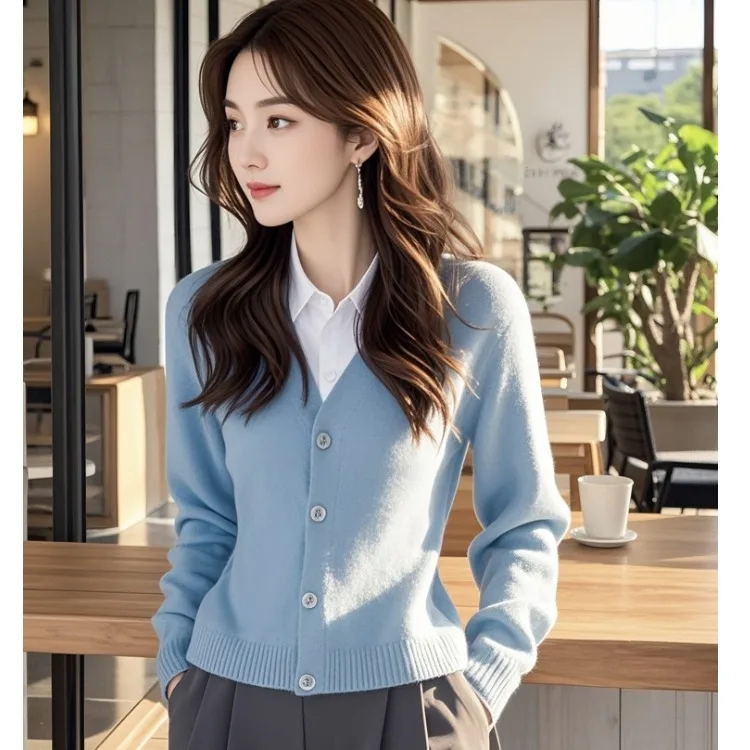 

Camere Innerwear Sweater Soft Wool Blend Long Sve Flip Collar Warm Gentlewomen's Base Layer Top Faion Design