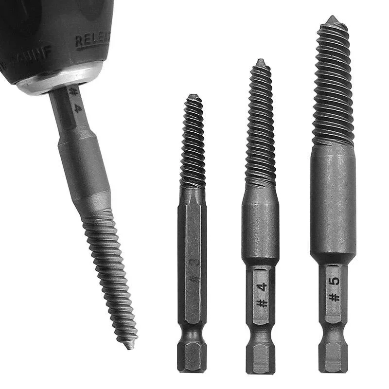 5pcs Screw Extractor Center Drill Bits Guide Set Broken Damaged Bolt Remover Hex Shank And Spanner For Broken Hand Tool