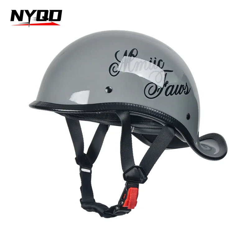 Retro Motorcycle Half Helmet for Men Women Lightweight Summer Tail Raised American Style Scooter Helmet
