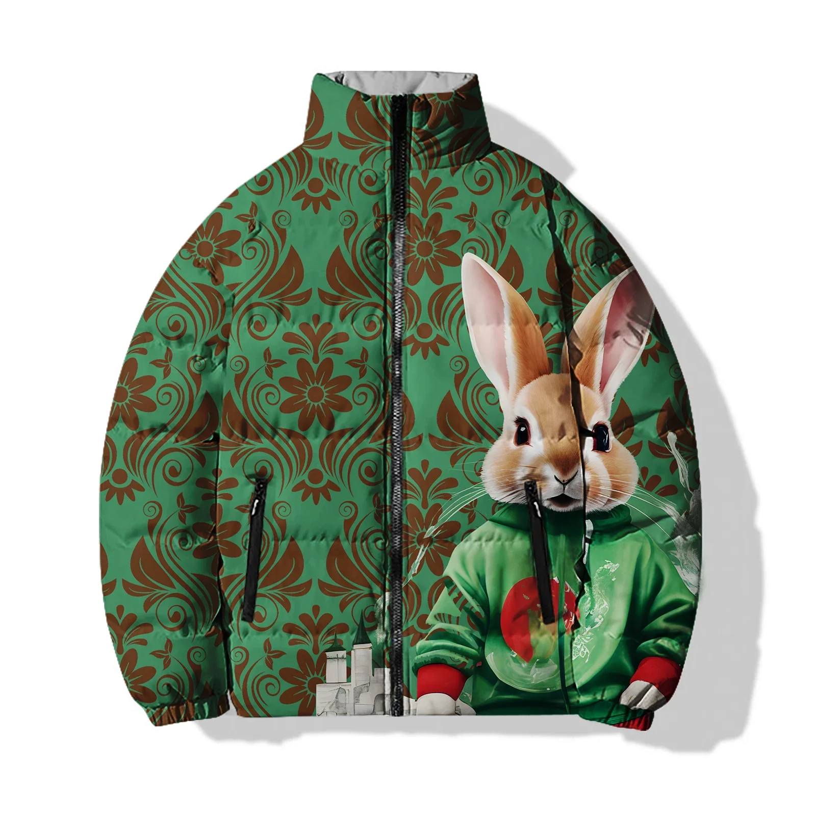 Stylish Bunny Print Men\'s Coat Winter Man Coats for Men Trendy and Versatile Mens Jackets Comfortable and Warm New in Parkas