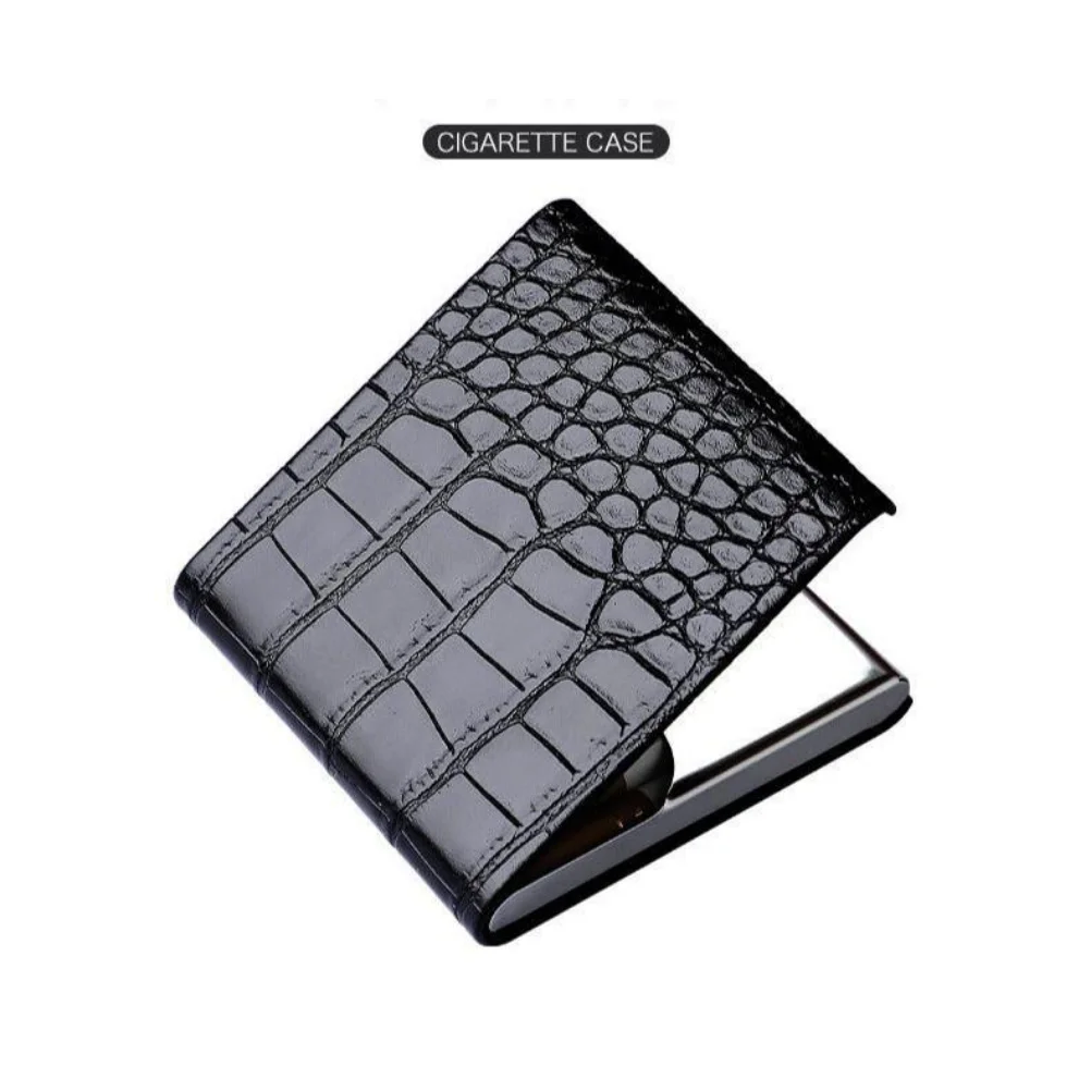 

Genuine Leather Cigarette Case Luxury Cigarettes Storage Box Portable Metal Trim Tobacco Holder for Smokers Ideal Gift