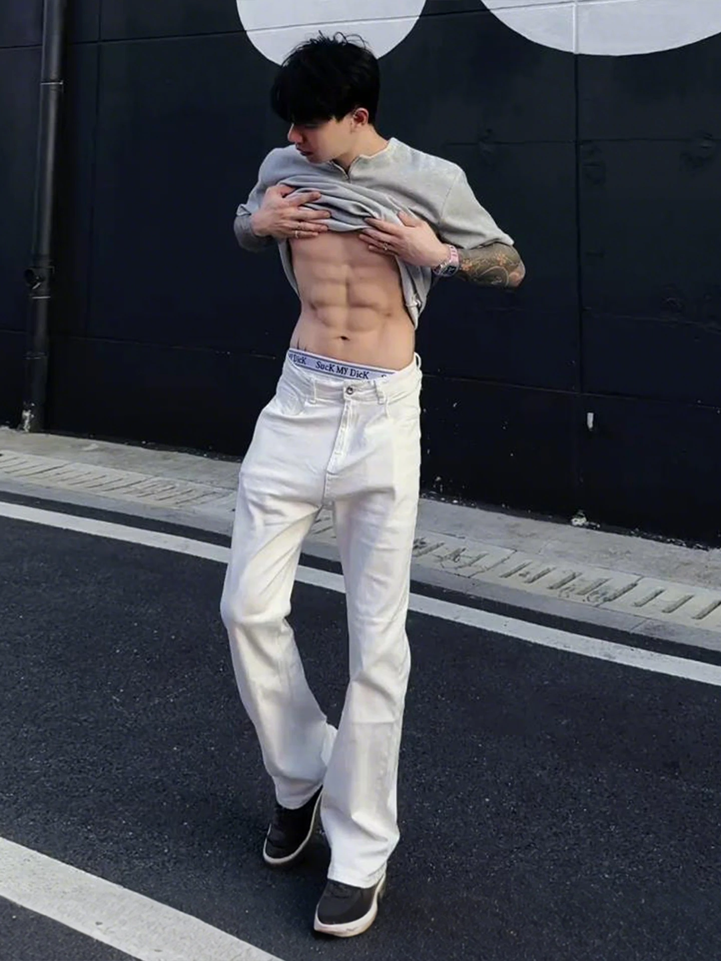 

White American Sle High Waist Slim Fit Summer Thin Jeans Men's Faion Streetwear Straight Leg Jeans Wear Resistant