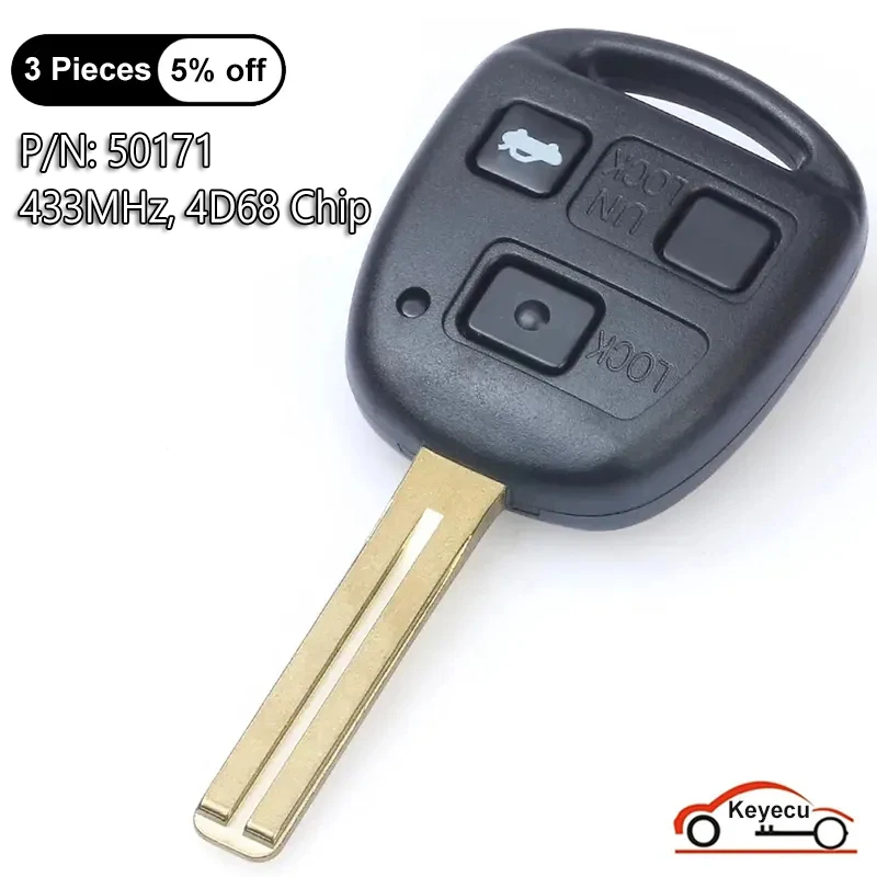 KEYECU 3 Buttons 433MHz 4D68 Chip for Lexus LX470 LS430 SC430 RX300 RX330 RX350 RX400 Auto Remote Control Key Fob Board: 50171