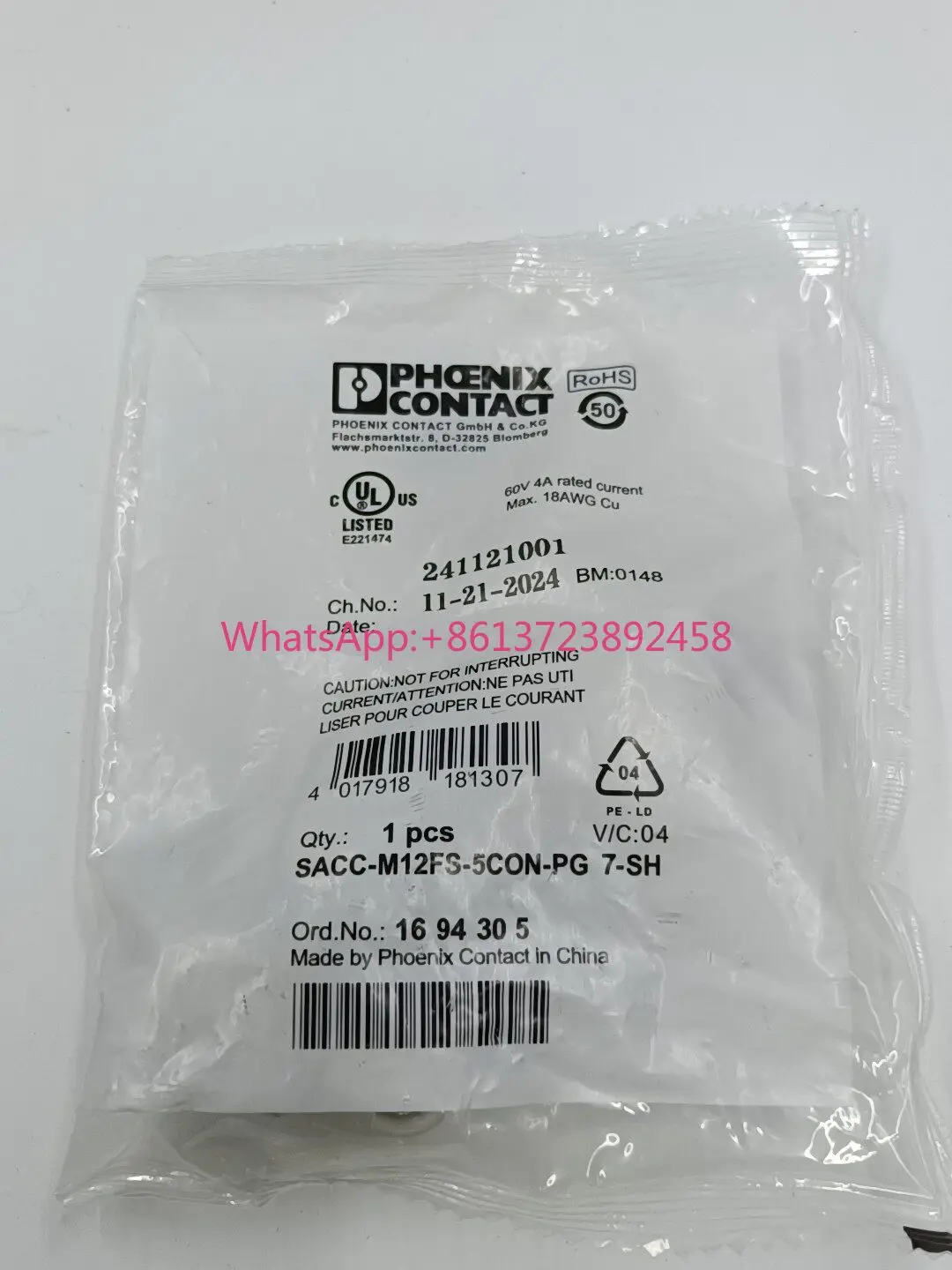 Phoenix connector SACC-M12FS-5CON-PG 7-SH high quality