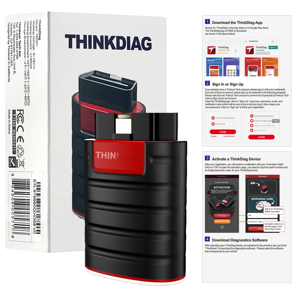 New THINKCAR Thinkdiag New Version All System Full Soft ware Lifetime Free OBD2 Diagnostic Tool ECU Coding active test Scanner