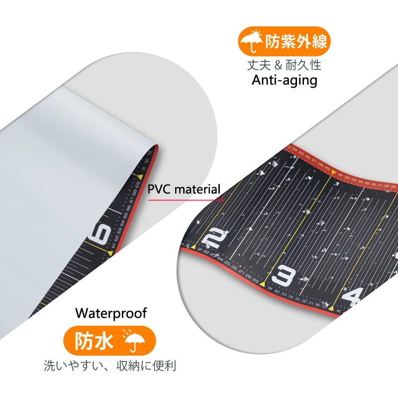 Pullther ไม้บรรทัดวัดระดับน้ำปลา135ซม./53in PVC พับได้สติกเกอร์สายวัดอุปกรณ์ตกปลา