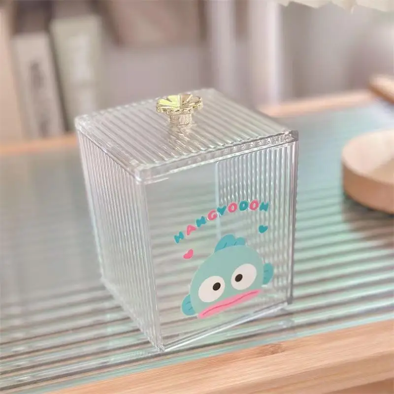 

Sanrio Cartoon Portable Cotton Swab Box Kuromi Anime Kawaii Cute Desktop Cosmetic Cotton Small Box Acrylic Desktop Small Box