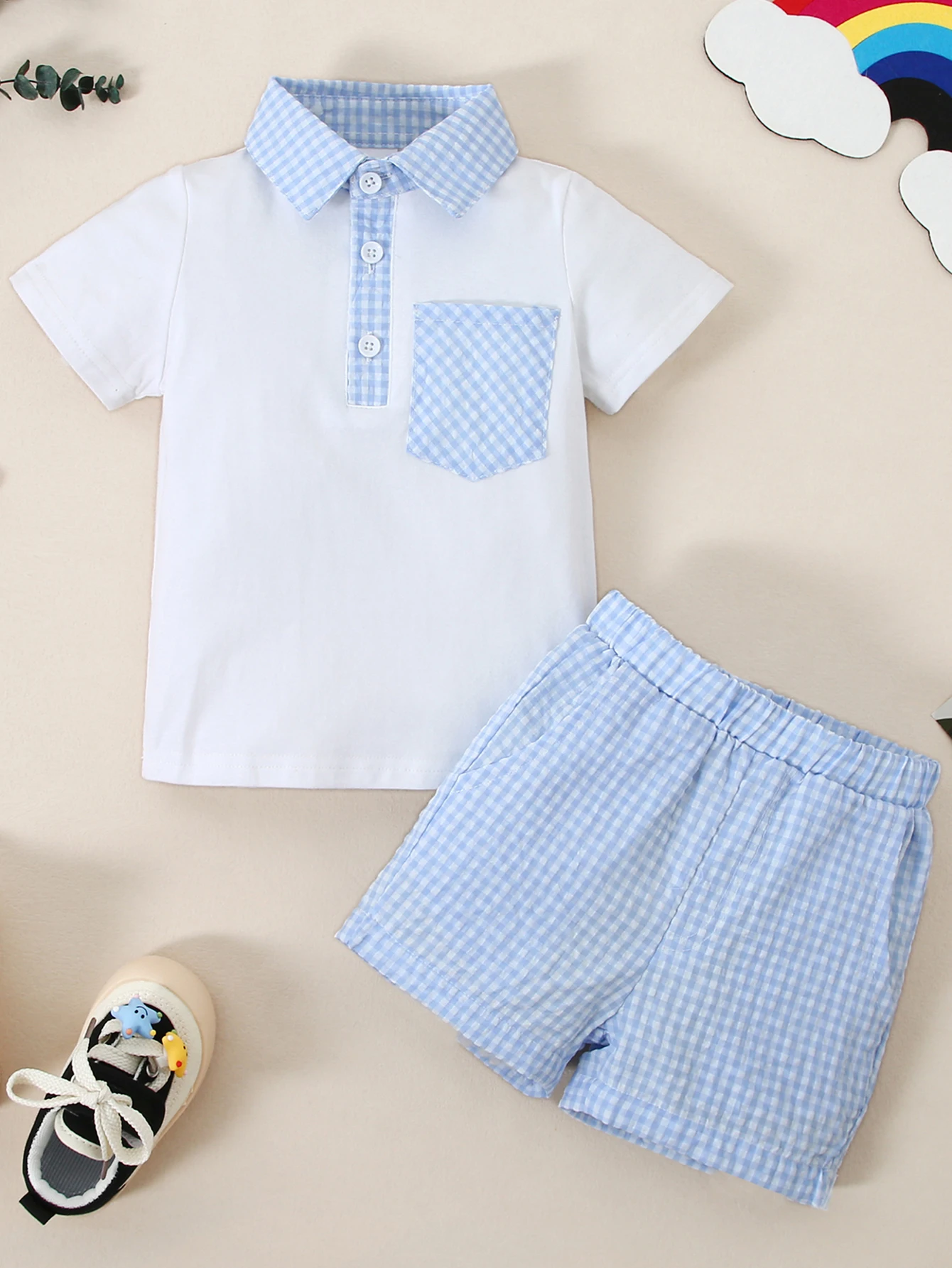 

Toddler Baby Boy Casual Vacation Suit Clothes 18M-5T Summer Boys Outfits Short Sleeve Polo Shirt + shorts Set