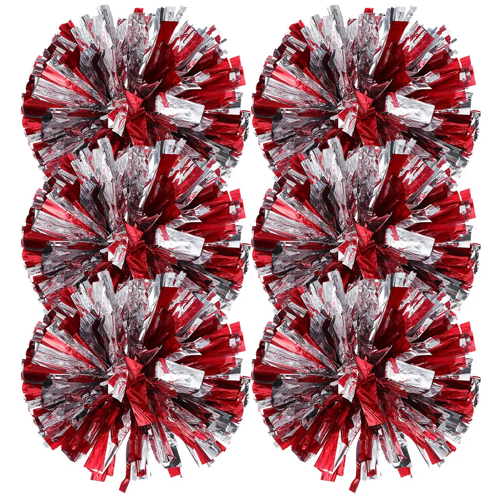 

6Pcs Cheerleading Pom Poms Reusable Glossy Hand Flowers Cheer Pom Poms for Party Halloween Christmas Festival