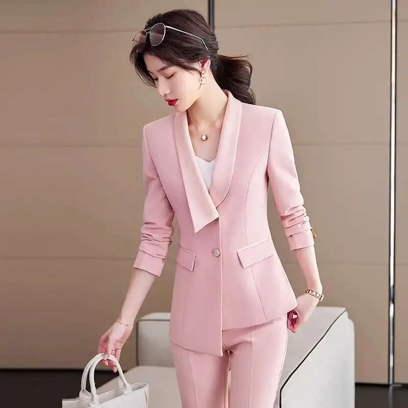 Formal Pantsuits for Women Business Office Work Wear Blazers Professional Career Interview Outfits Trousers Set Autumn Winter