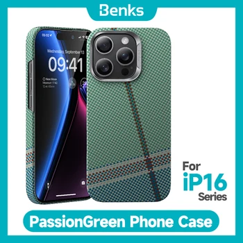 Benks PassionGreen 휴대폰 케이스, 케블라 내장®아이폰 16 프로 맥스용 스타일리시 초박형 보호 케이스, 맥세이프 호환