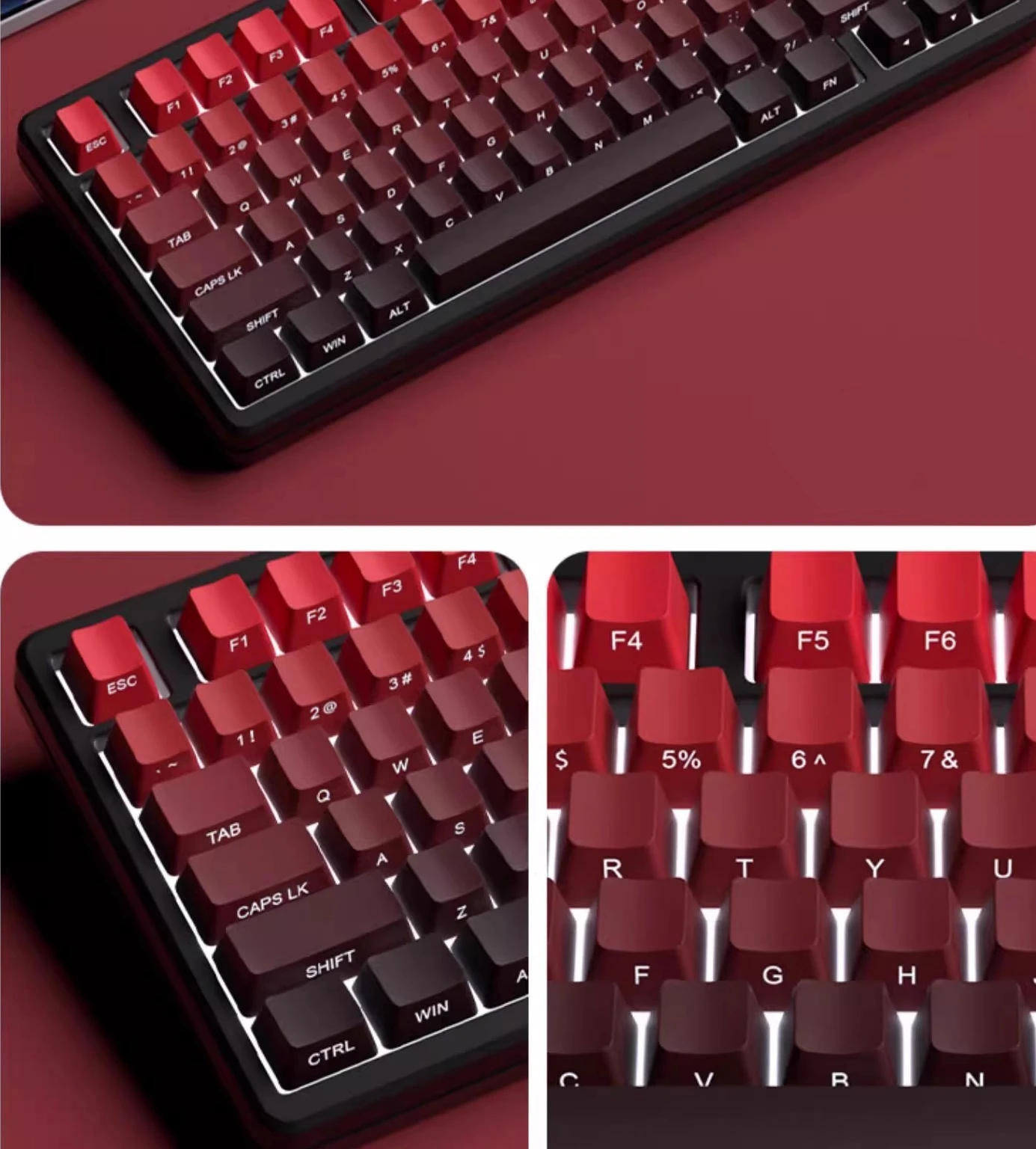 

Red gradual change side engraved keycap PBT material original high personality keycap dipping process