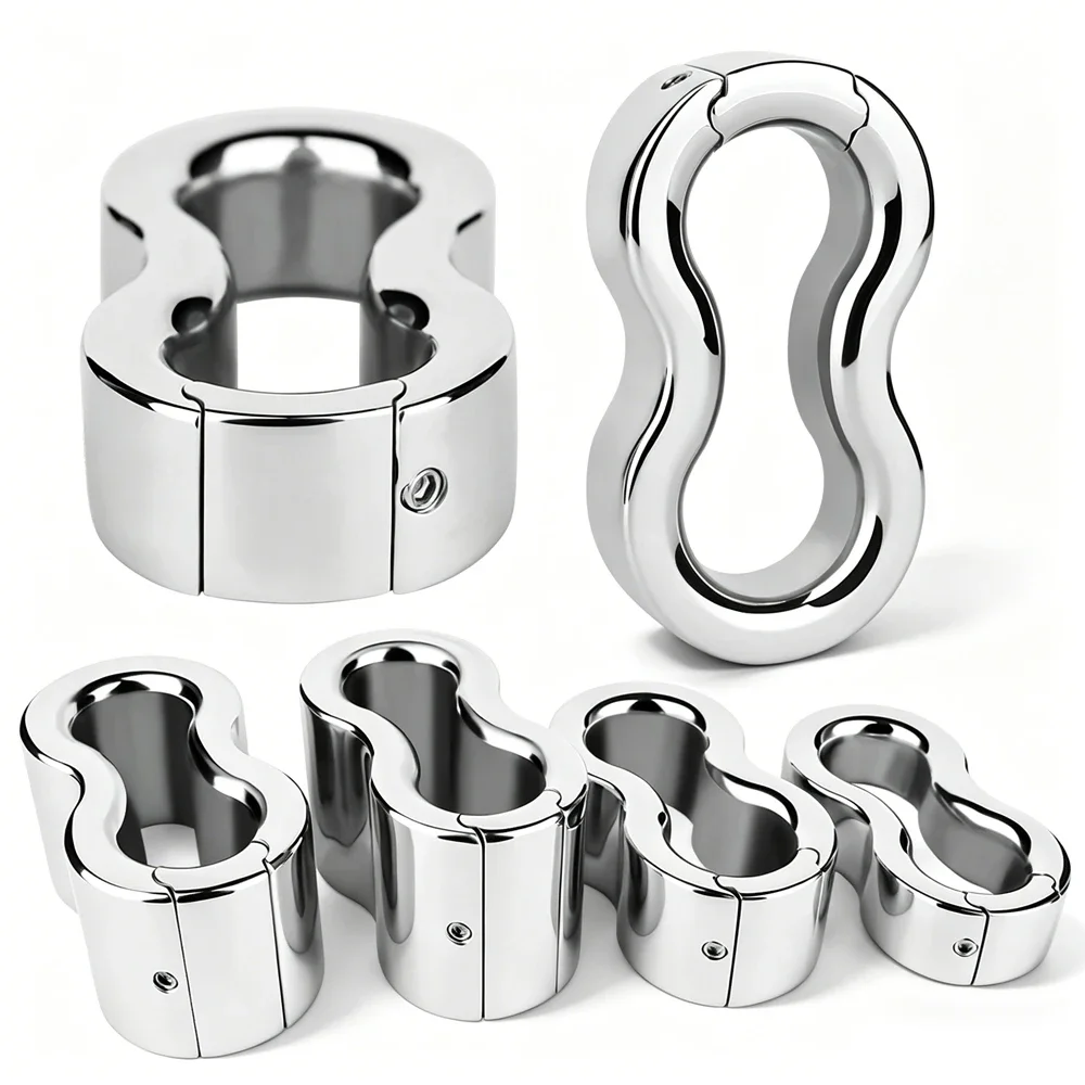 Stainless Steel Semen Lock Ring Scrotum Stretcher Heavy Metal Testicle Weight Ring Delay Ejaculation Penis Exerciser