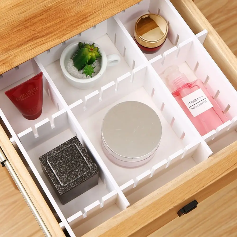 12 PCS White Household Necessities Grid Drawer Socks Ties Separator Divider Drawer Underwear Storage Organizer Partition