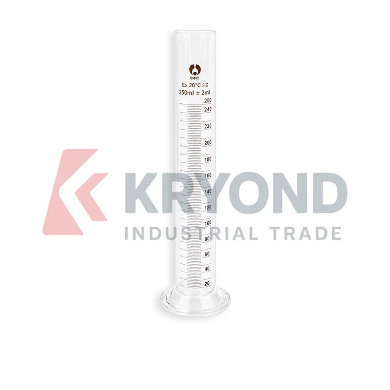 250ml Graduated Cylinder Borosilicate Glass Laboratory Glassware Liquid Volume Tool Research Use Pack Precision Scale Equipment